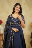 Elegant Silk Georgette Embroidered Gown