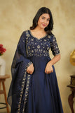 Elegant Silk Georgette Embroidered Gown