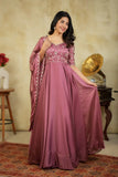 Elegant Silk Georgette Embroidered Gown