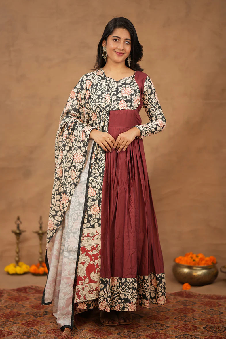 Riyon Fabric Kalamkari Printed Gown